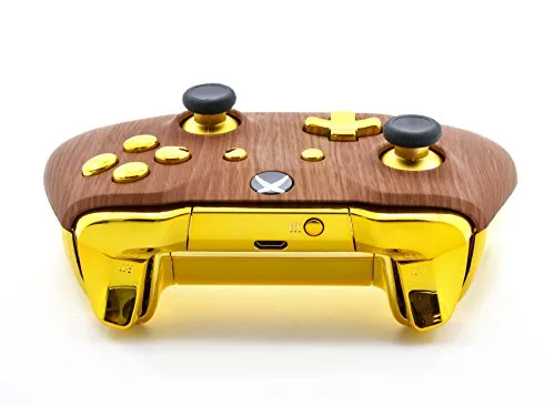 Vista 6 de UN-Modded Custom Controller compatible with Xbox One SX... (3.5 mm jack) (Golden Wood)