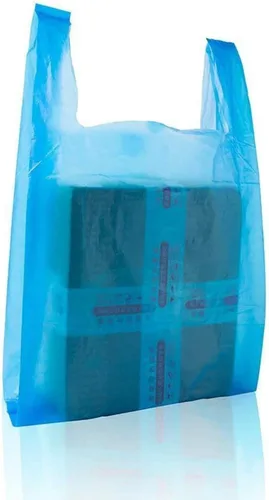 Vista 8 de LazyMe Bolsas de plástico azules con asas, bolsas para camisetas de 12 x 20