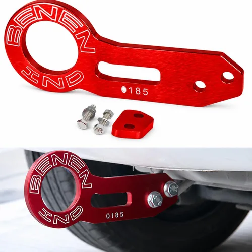 Vista 10 de Kit de Gancho de Remolque para Auto Universal, Gancho de Remolque Trasero de Aluminio para Coche (Negro) Premium-quality aluminum tow hook with a