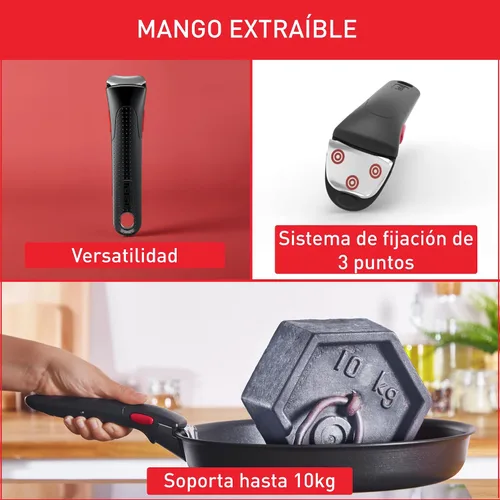 Vista 4 de Tefal Ingenio L9863302 - Mango extraíble con cierre de seguridad de 3 puntos, color negro