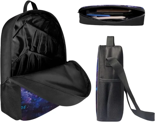 Vista 124 de HUGS IDEA Juego de 3 bolsas escolares con aislamiento térmico para el almuerzo, estuche para lápices