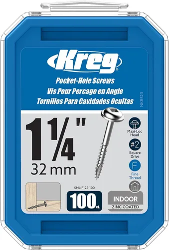 Vista 6 de Kreg SML-F125-100 tornillos de agujero ciego fino con cabeza arandela #7 de 1-14 pulgadas, 100
