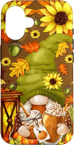 Vista 31 de iPhone 13 Pro Max Lindo gnomo de especias de calabaza con árbol de otoño hojas de otoño