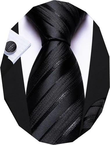 Vista 225 de Barry.Wang Juego de corbatas para hombre, corbata de seda a rayas, tejido a cuadros, gemelos formales, negocios, boda