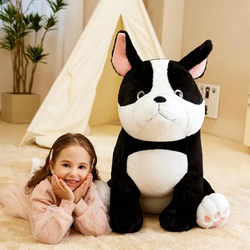 Vista 2 de IKASA Peluche de perro gigante de bulldog francés, juguetes suaves grandes de 25 pulgadas, juguetes suaves para cachorros grandes, tamaño enorme