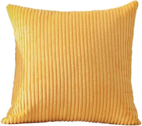 Vista 9 de Artscope Fundas de Almohada de Pana a Rayas Acogedoras Súper Suaves Decorativas Cuadradas Fundas de Almohada Fundas de Cojín para Sofá Sofá Amarillo