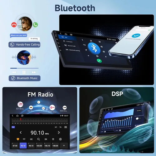 Vista 8 de Radio de coche Android de 10.1 pulgadas con Bluetooth, enlace de espejo, radio Hodozzy de doble DIN con pantalla táctil para automóvil