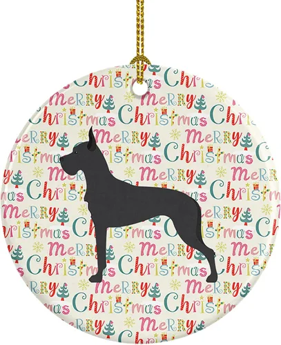 Vista 23 de Caroline's Treasures Affenpinscher - Adorno de cerámica con texto en inglés "Merry Christmas", multicolor para colgar en el árbol de Navidad