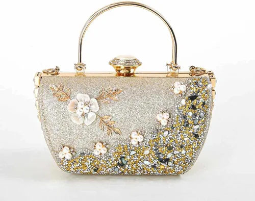 Vista 3 de Bolso de mano de noche brillante para mujer, con purpurina brillante y diamantes de imitación para boda, fiesta de graduación