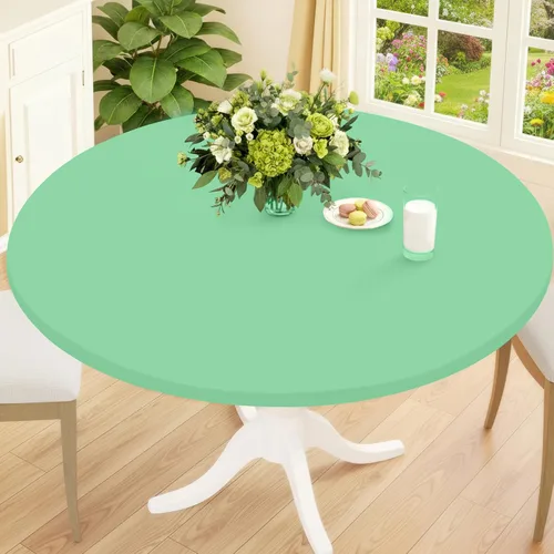 Vista 15 de Smiry Mantel Redondo de Spandex, Manteles Elásticos Ajustados Lavables para Mesas de 18"-24", Cubierta de Mesa de Pícnic Elástica Impermeable