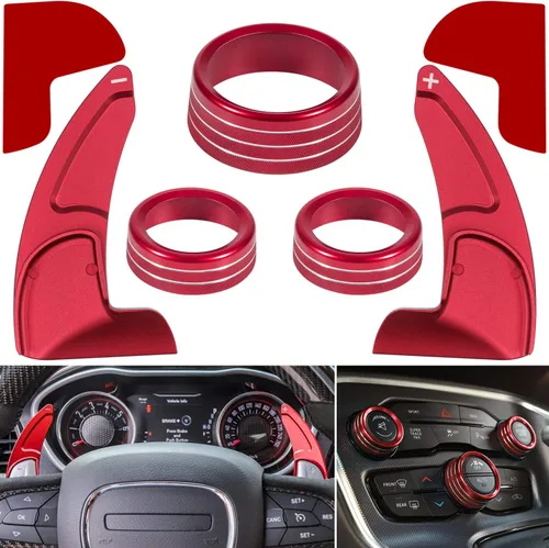 Vista 8 de Para Dodge Challenger Charger 2015-2024 Accesorios Interiores Decoración Volante Paletas de Cambio Extendidas Cubierta de Moldura+Interruptor