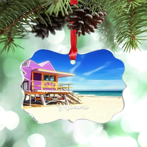 Vista 17 de Los Ángeles Beach California, Estados Unidos, decoración de árbol de Navidad, recuerdo de ciudad de campo, recuerdos de Navidad personalizados