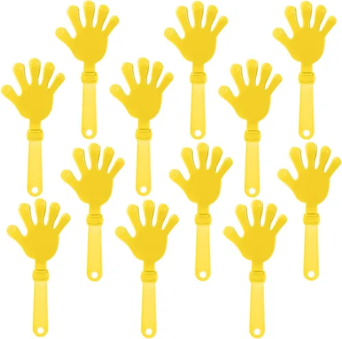 Vista 8 de 12 pinzas de mano negras de 7.5 pulgadas, que hacen ruido, regalos de fiesta, plástico para eventos deportivos, alegrías, baile, baloncesto, fútbol