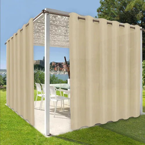 Vista 19 de OutdoorLines Cortinas impermeables para interiores y exteriores para patio – Panel de cortina de privacidad y bloqueo solar con ojales, resistente a