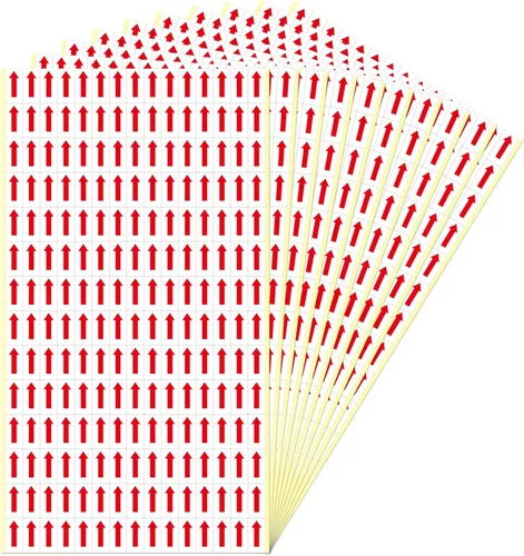 Vista 2 de 2100 calcomanías de flecha roja de 0.8 × 0.4 pulgadas etiquetas de dirección de vinilo