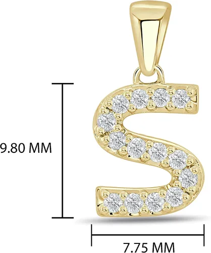 Vista 21 de Collar colgante con letra inicial de diamantes en oro amarillo de 14k (1/10 quilates) 18 pulgadas