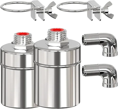 Vista 8 de Válvula de flotador de acero inoxidable con control automático de nivel de agua, paquete de 2, 1/2 pulgada, diseño de entrada lateral de grado 304