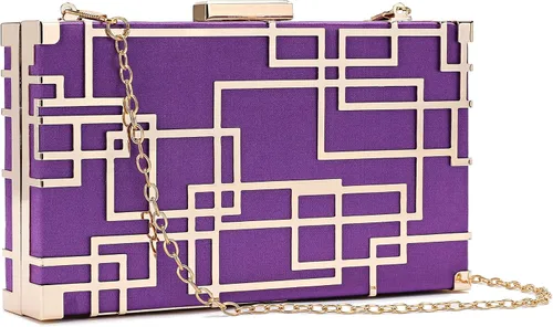 Vista 3 de CARIEDO Bolso de noche para mujer, elegante bolso de mano de terciopelo exquisito metal hueco, bolsos de graduación, boda, fiesta