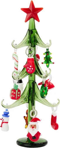 Vista 12 de Red Carpet Studios Árbol de cactus de cristal en miniatura con 9 adornos multicolores, 7 pulgadas de alto