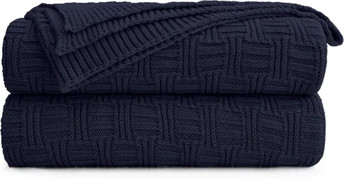 Vista 15 de Manta de Punto de Algodón Marrón Oscuro para Sofá Cama - Decorativa para el Hogar Suave y Acogedora Tejido de Suéter Otoñal de Punto Trenzado - 2.2