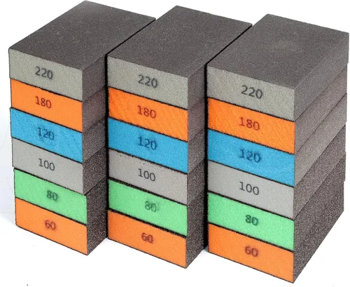Vista 9 de Paquete de 8 bloques de lijado, esponja de lijado de ángulo simple y doble, lavable y reutilizable, bloque de lijado para madera, paneles de yeso