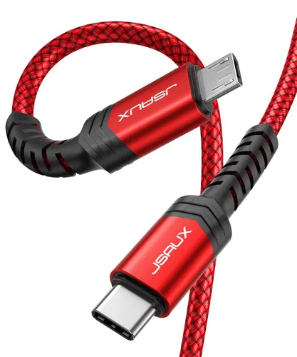 Vista 9 de JSAUX Cable USB C a Micro USB de 6.6 pies, cable trenzado tipo C a micro USB, cargador trenzado, compatible con carga y sincronización compatible