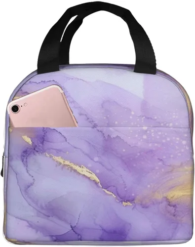 Vista 20 de Lonchera con diseño a cuadros azules aislada, bolsa térmica para almuerzo para adultos, niños, niñas, mujeres, oficina, trabajo, escuela, picnic