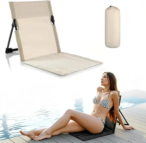 Vista 8 de 1 paquete de sillas plegables junto a la piscina, sillas abatibles portátiles para el borde de la piscina, playa, campamento, picnic, césped, Negro