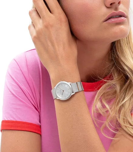 Vista 4 de Calvin Klein Minimal Reloj de pulsera de malla y segmentos para mujer