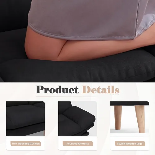 Vista 7 de Homall Sofá cama tipo futón convertible de 67 pulgadas, sofá biplaza de Negro