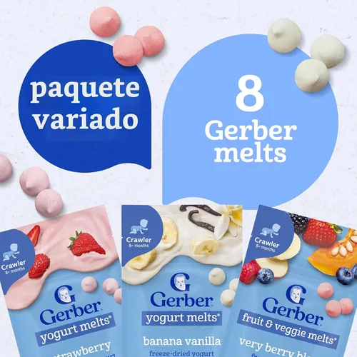 Vista 6 de Gerber Paquete variado de aperitivos de yogur para derretir etapa 3, paquete de 8