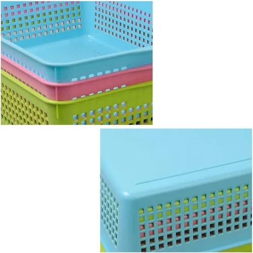 Vista 2 de Bandeja de almacenamiento de plástico, cesta rectangular de plástico para aula, paquete de 6