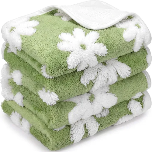 Vista 15 de Reginary - 4 mantas de forro polar de conejillo de indias, adorable pata Revestimientos impermeables y lavables, ropa de cama absorbente de doble