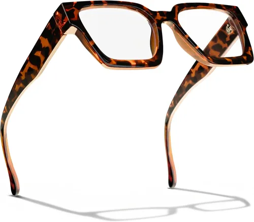 Vista 7 de livho Marco de gafas de gran tamaño para mujer y hombre, lentes rectangulares de moda para computadora, marco elegante *Tortuga de coco