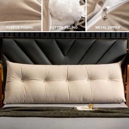 Vista 3 de Almohada triangular de cuña para cabecero, cojín de tamaño Queen, almohada de lectura para reposo prolongado, respaldo para sofá cama, litera, Beige