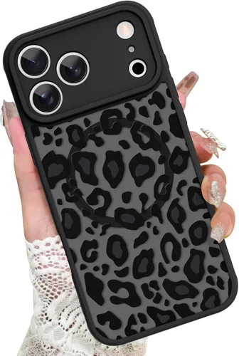 Vista 38 de KANGHAR - Funda compatible con iPhone 14, diseño de leopardo negro, textura de neumático antideslizante, a prueba de golpes, funda protectora
