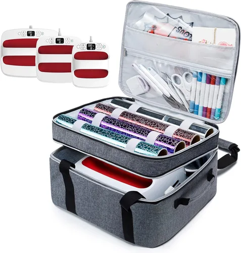Vista 7 de MYBAGZING Funda de transporte de doble capa compatible con Cricut EasyPress 2 (9 x 9), bolsa de prensa térmica resistente, funda de almacenamiento