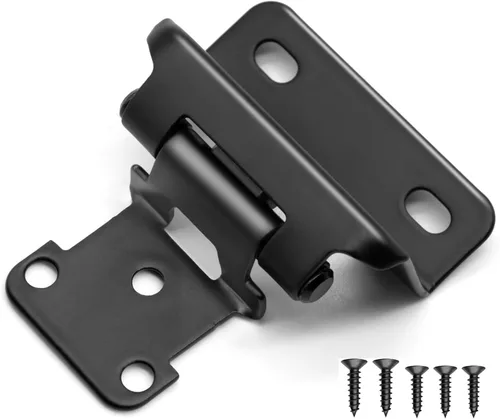 Vista 12 de Bisagras para puertas de gabinete de cocina de 3/8 pulgadas, paquete de 4 pares de bisagras de gabinete semiocultas negras, bisagras de puerta