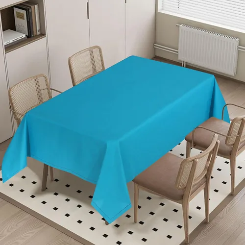 Vista 8 de RUVANTI Paño de Mesa de Lino de Algodón Rectangular 108x60 Pulgadas, Borde Clásico, Resistente a Manchas, Paño Lavable Perfecto para Cubrir Mesa