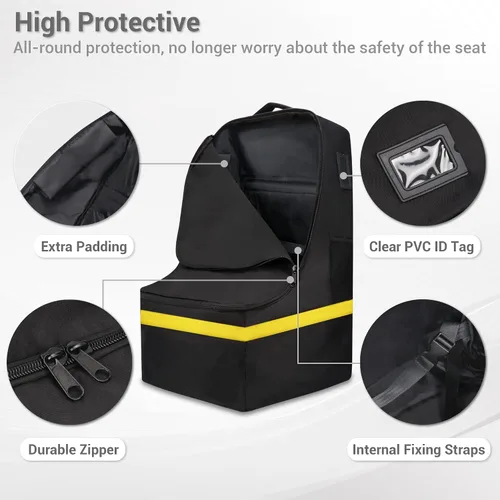 Vista 3 de Bolsa de viaje para asiento de automóvil, acolchada, cómoda, duradera, espaciosa, a cuadros, para asiento de automóvil, para 3 en 1, convertible