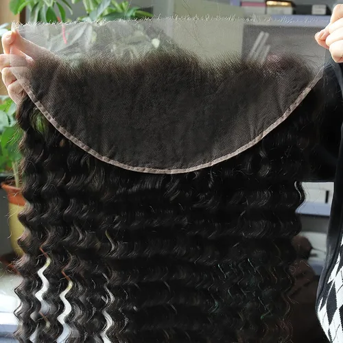 Vista 47 de BEEOS Frontal de Encaje HD de 13 x 4 pulgadas Solamente, cabello humano virgen lacio de color rubio 613, línea de cabello prearrancado de 0.10mm
