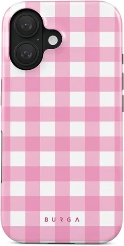 Vista 15 de BURGA-Funda p/teléfono compatible c/iPhone 14 Plus, carcasa rígida híbrida de 2 capas + Funda protectora de silicona, almendras latte a lunares