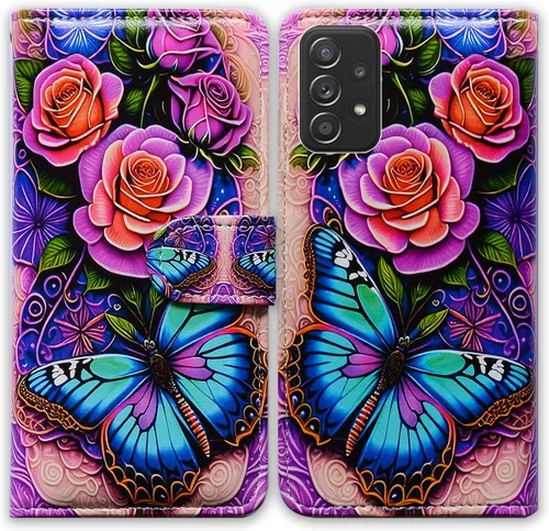 Vista 25 de Bcov Funda para Galaxy A52 5G, diseño de pájaro negro y verde con tapa para teléfono con ranura para tarjetas, soporte para Samsung Galaxy A52 5G