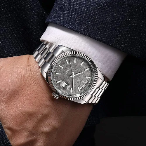 Vista 4 de CADISEN Reloj mecánico automático de acero inoxidable de lujo de marca impermeable de 328.1 ft para hombre de diseño H0mage