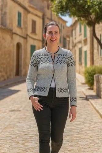 Vista 3 de Gamboa Cárdigan de alpaca para mujer, tejido de punto para otoño e invierno, para mujer
