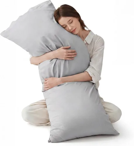 Vista 20 de Bedsure Fundas de almohada de tamaño estándar, fundas de almohada refrescantes, rayón derivado de bambú, color gris oscuro, juego de 2, fundas