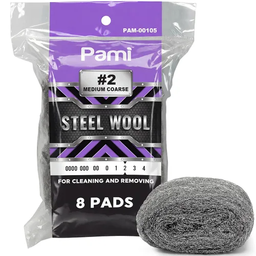 Vista 15 de PAMI #0 - Estropajos de lana de acero de grado fino mediano, paquete de 8, almohadillas de limpieza reutilizables antiarañazos para cocina y baño