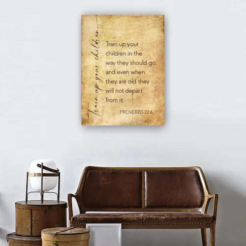 Vista 2 de Póster de Proverbios 22 6 con cita bíblica, póster de escritura en lienzo, pinturas de decoración vertical para baño, fotos para cocina, decoración