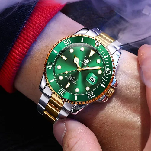 Vista 4 de OLEVS Relojes mecánicos automáticos para hombre cuerda automática de acero inoxidable de lujo sin batería