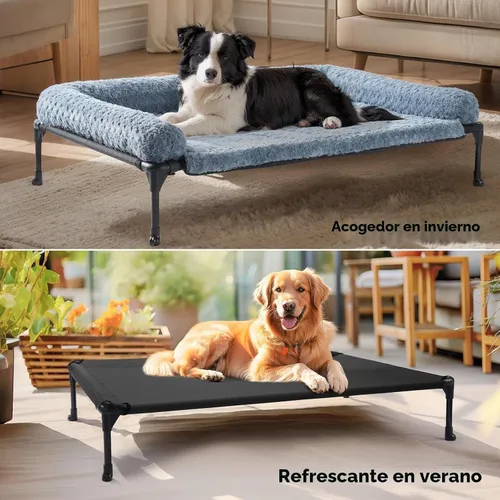 Vista 4 de Veehoo Cama elevada ortopédica para perro con cojín extraíble de felpa de rosa, 41 x 27 pulgadas, cama lavable para perro, cuna elevada